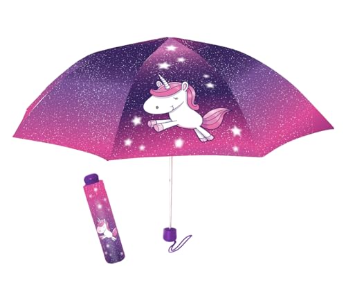 Einhorn Regenschirm Kinder – Taschenschirm, windfest mit manueller...
