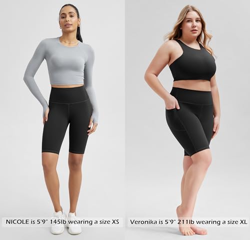 ODODOS Women's High Waist Lounge Yoga Shorts with Pockets, 4"/6"/8"/10" Buttery Soft Biker Shorts4