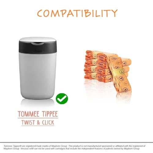 8-Pack Nappy Bin Refill Bags Compatible with Tommee Tippee Twist & Click Refill, 30% Longer Than Others, Recyclable, Odour and Germ Protection, Newborn Baby Diaper Pail Liner - Lavender Scented - Image 3