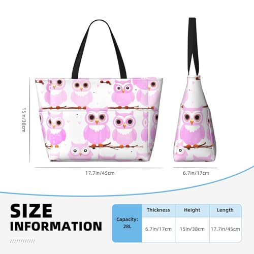 Cute owl Print Large Capacity Beach Tote Bag for Women, Waterproof Beach Travel Bag3