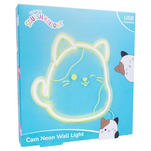 Image of Fizz Creations Squishmallows Cam The Cat Neon Wall Light | Officially Licensed Squishmallows Merchandise | USB Powered | Vibrant Yellow Neon Light | Wall Mount Options