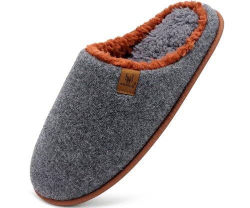 Image of KuaiLu Mens House Memory Foam Slippers with Comfortable Warm Plush Lining