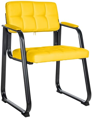 CLP Chaise Visiteur Canada B - Assise et Dossier Rembourré avec Revêtement en Similicuir - Chaise de Cuisine avec Accoudoirs - Piétement en Méta,...