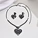 Unicra Crystal Heart Bridal Wedding Jewelry Set Black Rhinestone Necklace Earrings Sets Formal Costume Jewelry for Women and Brides