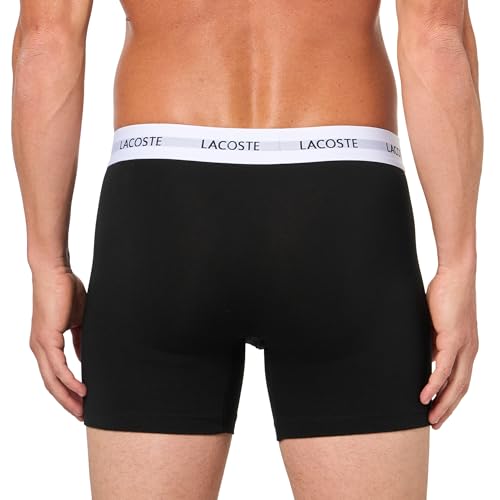 Lacoste Men's Cotton Stretch Essentials Boxer Briefs, 3-Pack, Black/White/Grey, Medium3