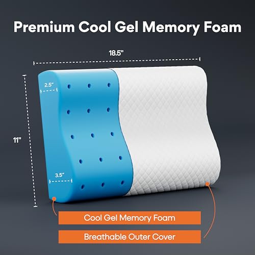 Image of FOVERA Cervical Pillow for Neck Pain | 2 Years Warranty | for Spondylitis Neck & Shoulder Pain, Orthopedic Memory Foam Pillow for Sleeping, Standard, 18 x 11 x 3.5 Inch, White Jacquard, Pack of 1