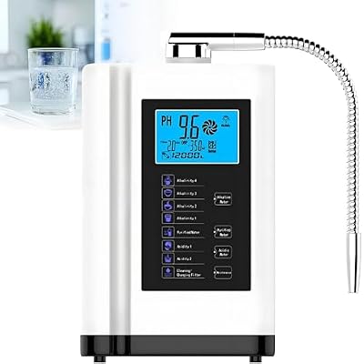 GLBMXDD Alkaline Hydrogen-Rich Water Machine, PH 3.5-10.5, Smart Electrolyzed Ionized Water Machine, Up to -500mV ORP, 7 Water Settings, 8000L Per Filter, Auto-Clean White