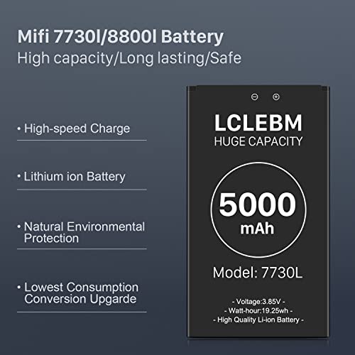 [5000Mah] Mifi 7730L/8800L Battery, Lclebm 7730L Jetpack Battery For Novatel Jetpack Mifi 7730L/8800L Mobile Hotspot P/N: 40123117 #TOP1