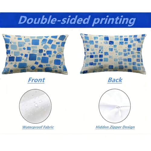 Housses de coussin de jardin 50x70 bleu imperméables - 3