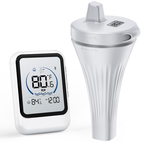 Wireless Pool Thermometer with Indoor Monitor, IP68 Waterproof