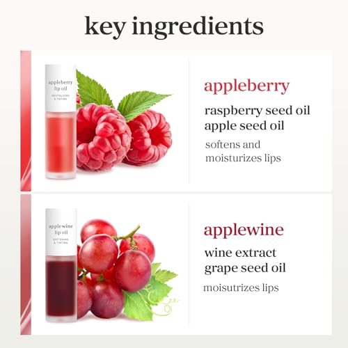 Image of NOONI Korean Lip Oil Set - Appleberry & Applewine - Long-Lasting, Moisturizing, Revitalizing - Waterproof, No Peel Off, Stocking Stuffers (2EA, 0.12 fl oz)