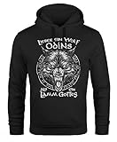 Neverless® Hoodie Herren Spruch Lieber EIN Wolf Odins als EIN Lamm Gottes Wikinger nordische Mythologie Fashion Streetstyle schwarz 4XL