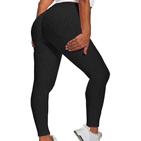 Merlvida Anti Cellulite Women's Leggings Ruched Butt Lift Gym Leggings Womens High Waist Tummy Control Opaque Scrunch Honeycomb Yoga Pants Bubble Textured Wrokout Sports Tights Gym Clothes Plus Size Cover