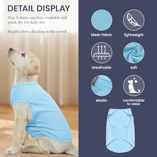 Hunde Shirt Sommer, Kühlwesten für Hunde, Hund UV Schutz T-Shirt, Hundekostüm, Hundehemd Tshirt, Haustier Tshirt für Kleine Mittelgroße Hund Katzen, Haustier Kleidung für Chihuahua, Yorkie (Blau,S)