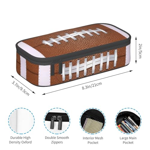 Image of American Football Ball Texture Pencil Case Big Capacity Storage Pencil Pouch Stationery Bags With Zipper Portable Pen Holder Box Organizer For Boys Girls Teens Student College School Office Supplies