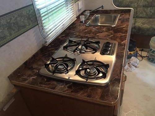 Image of Marble Aluminum Foil Kitchen Stickers Oil-Proof Waterproof Self Adhesive Wallpaper PVC Bathroom Wall Stickers Contact Paper Autumn Brown Marble (Dark Brown) (60CM X 200CM)(Pack of 1)