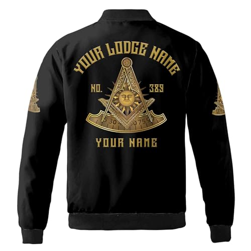 Custom Lodge Name Number Masonic Past Master Sun Freemason Unisex Bomber Jacket S-5XL2
