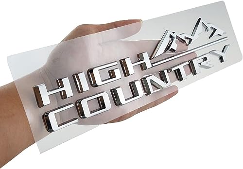 Image of 1Pc High Country Emblem Rear Tailgate Letter Logo Car Badge Nameplate Replacement for 2019-2025 Tahoe Silverado (1Pcs Rear Emblem - Chrome)