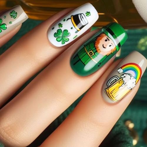 24 PCS MEDIUNS BALLERINAS STICK ON NAILS SHAMROCKS人工爪