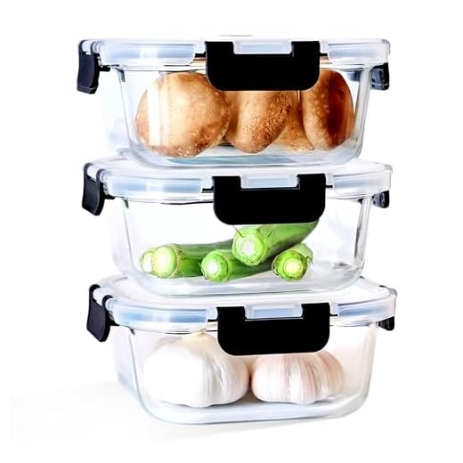 LNWSN 3 Voorraaddozen glas met deksel, 800 ml Meal Prep Glazen Containers met Luchtklep Deksels - Portie Controle Voedsel Vershoudbak - BPA Vrij - Magnetron, Vriezer en Vaatwasserbestendig