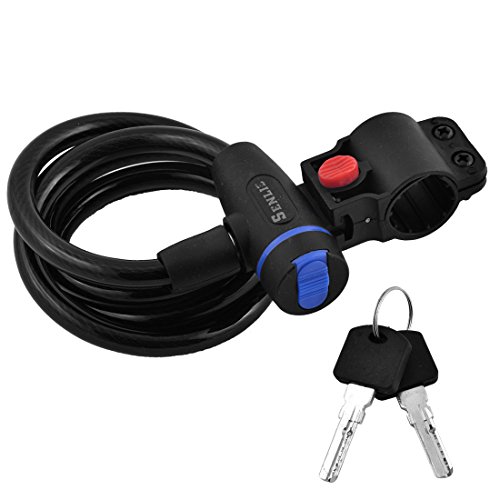 Aexit Motorbike Bicycle Bike Locks Bike Security Spiral Cable Wire Lock Black U-Locks w Bracket