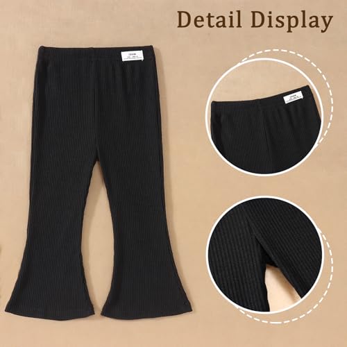 IZYJOY Kids Baby Girl Ribbed Knit Bell Bottoms Solid Color Flared Pants Toddler Elastic Waist Ruffle Leggings Fall Clothes3
