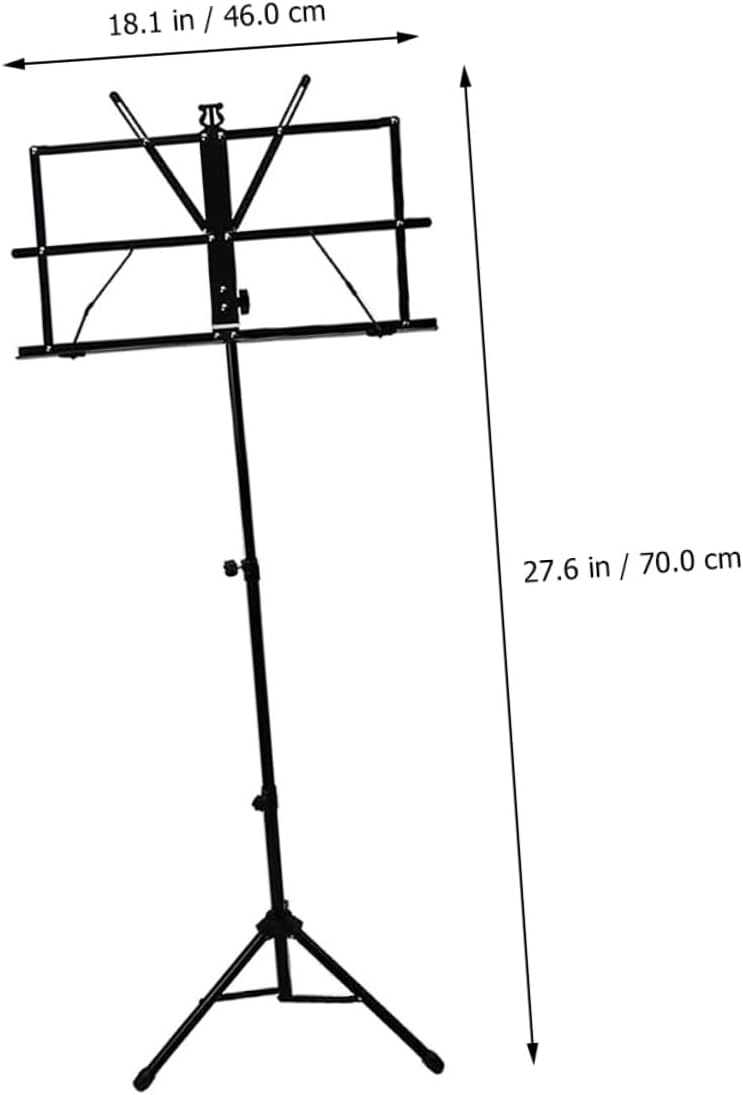 Folding Music Stand Portable with Panel Thickened Tripod Anti-slip Rubber Feet Sheet Music Holder for Desktop Book and Instruments