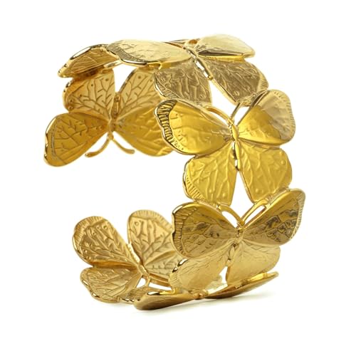 TaYolnFaSo Open Butterfly Cuff Bangle Bracelet for Women Chunky Wide