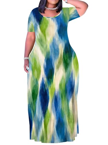Image of Plus Size Maxi Dresses for Curvy Women T-Shirt Summer Sun Dresses Loose Fit