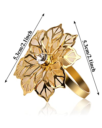Crown Guide AP-HG4167GJ 12 Pack Gold Napkin Rings And Cloth Napkins Set Of 6, 17X17 Satin Cocktail Napkins Bulk Table Napkins Holder thumb #4