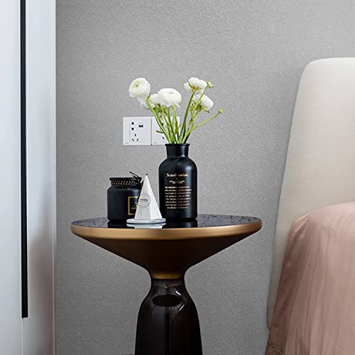 Image of Silver Wallpaper Embossed Self Adhesive Peel and Stick Removable Home Decoration Cabinet Counter tops Furniture Counter top Solid Color Shelf Paper Silk