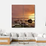 ERGO PLUS Canvas Wall Art Painting Pictures Sunset Sea Shore Baltic Sea Decoration Wall Decor Bathro