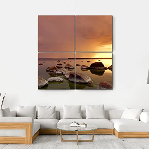 Ergo Plus Canvas Wall Art Painting Pictures Sunset Sea Shore Baltic Sea Decoration Wall Decor Bathroom Living Room Bedroom Kitchen Framed Ready To Hang #TOP17