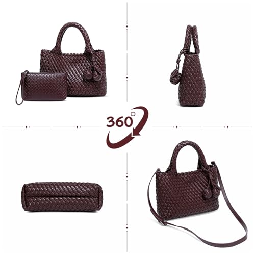 Women's Handmade Pure Leather Woven Tote Bag - Crossbody Shoulder Clutch Mother Bag3