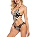 Produktbild Lazzboy Nachtwäsche Frauen Wäsche Tiefe V-Spitze Bodysuit Reizvolle Unterwäsche Damen Body Dessous Rückenfrei Spitze Negligee Reizwäsche Babydoll Lingerie (Schwarz,M)