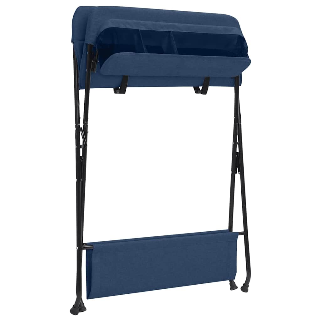 Fasciatoio blu navy in ferro con fasciatoio morbido lavabile, pieghevole e portatile, con fasciatoio antiscivolo, scomparti laterali e ripiano inferiore per accessori per bambini