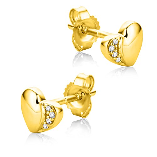 Orecchini a Cuore Orovi in Oro Giallo con Diamanti...