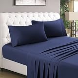 HOMEIDEAS 4 Piece Bed Sheets Set (Full, Navy Blue), 1800 Bedding Soft Brushed Microfiber Luxury Shee