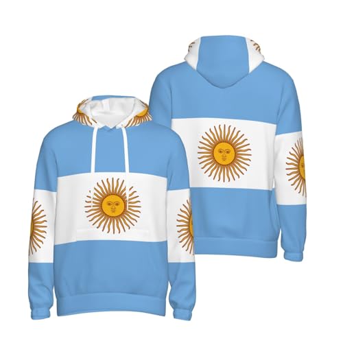 Sweat à capuche imprimé drapeau argentin pour homme pull d'extérieur premium