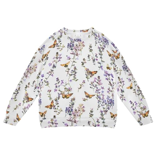 JUNZAN Chic Thyme Flowers White Big Girls Sweatshirt Hoodie Fleece Kids Hoodies Boys Sports 4T