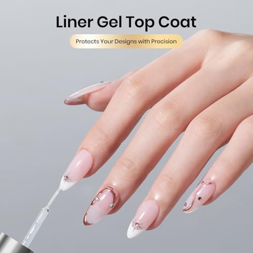 Image of Beetles Liner Gel Top Coat - Decoration Sealing Nail Gel with Fine Brush for Detailed Designs, Strong Adhesion for Mirror Chrome Powder, Rhinestones & Gap Filling UV Light Cure