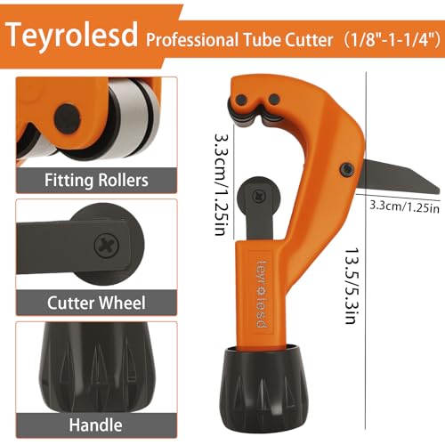 Teyrolesd Pipe Cutter Tool 1/8" to 1-1/4" (3-32mm) Heavy Duty Metal Pipe Cutter With Deburring Tool - Orange Handheld Tube Cutter for Copper, Aluminum, Stainless Steel - Plumbing HVAC Automotive DIY by Teyrolesd - Used condition - Image 5