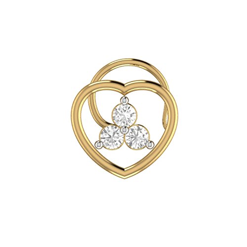 jsjewels Heart Shape Round Diamond 14K Yellow Gold Fn .925 Engagement Wedding Nose Pin