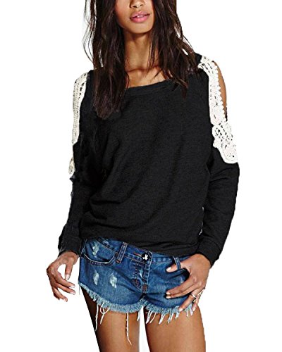 Minetom Donna Pizzo T-Shirt Camicetta Tops Maniche...
