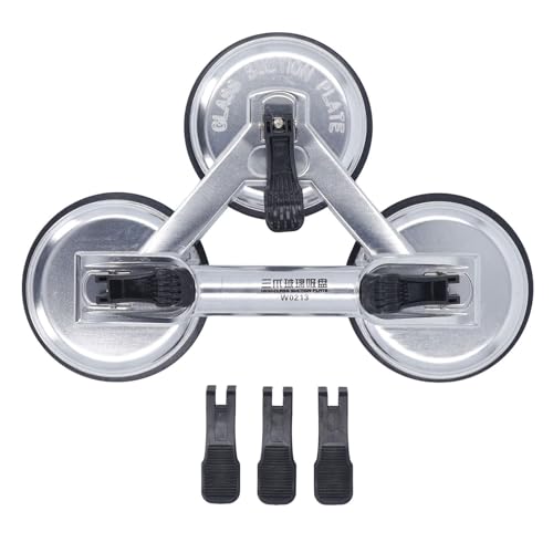 Triple Ventouse de Levage Robuste, Force Horizontale de 170 Kg, Force Verticale de 150 Kg, Alliage D'aluminium pour Verre, Marbre, Carrelage, Miroir