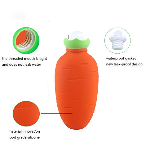 Hot Water Bottle with Cover, VEEKI Silicone Mini Cute Explosion-Proof Hot and Cold Water Bottle, Suitable for Hot & Cold Therapies, Back Pain, Winter Warmer and Summer Heat Dissipation - Thumbnail 3