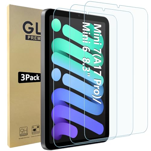 Bigqin 3 Stück Bildschirmschutzfolie kompatibel mit iPad Mini 7 (A17 Pro 2024) / Mini 6 2021 8,3 Zoll, HD Klar Schutzfolie, 9H Festigkeit Folie Temperglas Screen Protector, Kratzfest, Blasenfrei