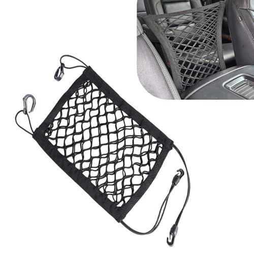 dawfall Pack-1 Car Net Barrier with 10.2In Wire, 11.4In x 10.2In Vehicle Safety Mesh, Double Layer Design, Car Front and Rear Seats Isolation Net, for Trucks SUVs Cars (Black)