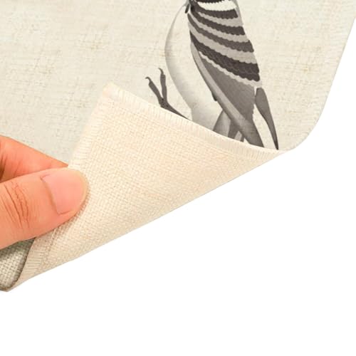 Set de table en lin grand format x4 avec motifs oiseaux rayés