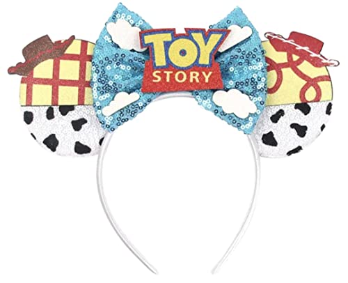 Image of CLGIFT Toy Story Minnie Ears,Pick your color, Iridescent Minnie Ears, Silver gold blue minnie ears, Rainbow Sparkle Mouse Ears,Classic Red Sequin Minnie Ears (Toy Story-3d)
